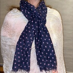 Dark Blue Scarf with Purple Polka Dots